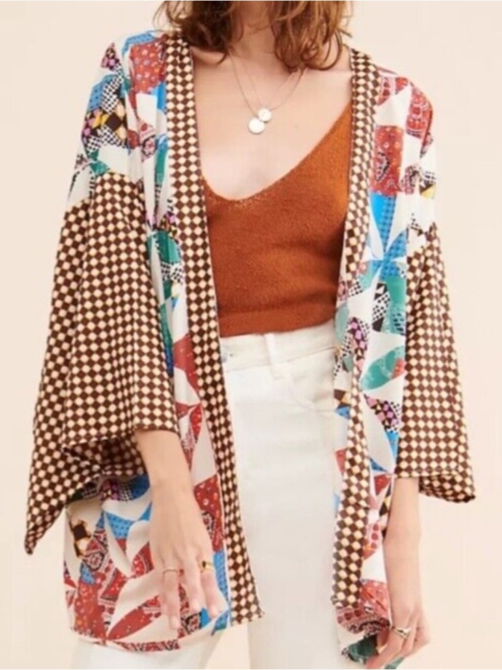 Saachi x Free People Willow Patchwork Print Short Kimono One Size